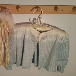 Hand Knit Size 6 Months Light Blue Girls Sweater